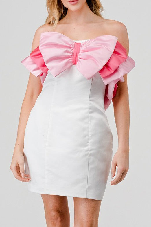 WEDDING GUEST DATE NIGHT BIG BOW MINI DRESS