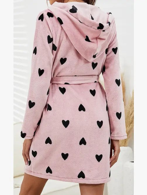 Heart Pattern Bath Robe