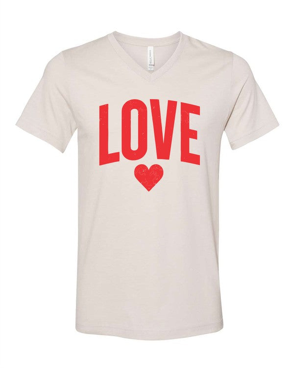 Love Heart Short Sleeve V Neck Graphic Tee