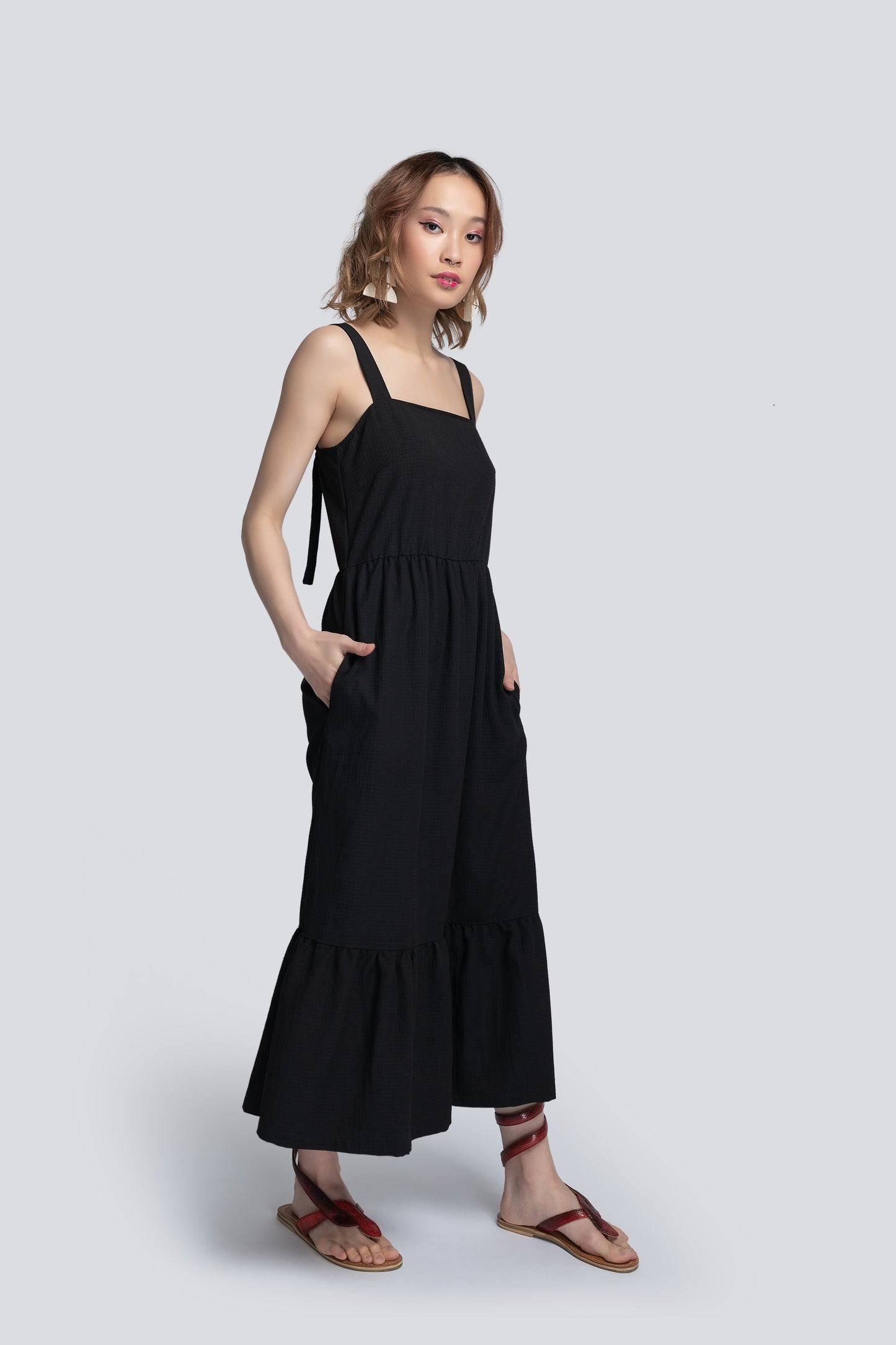 Gabriella Tiered Sundress in Black