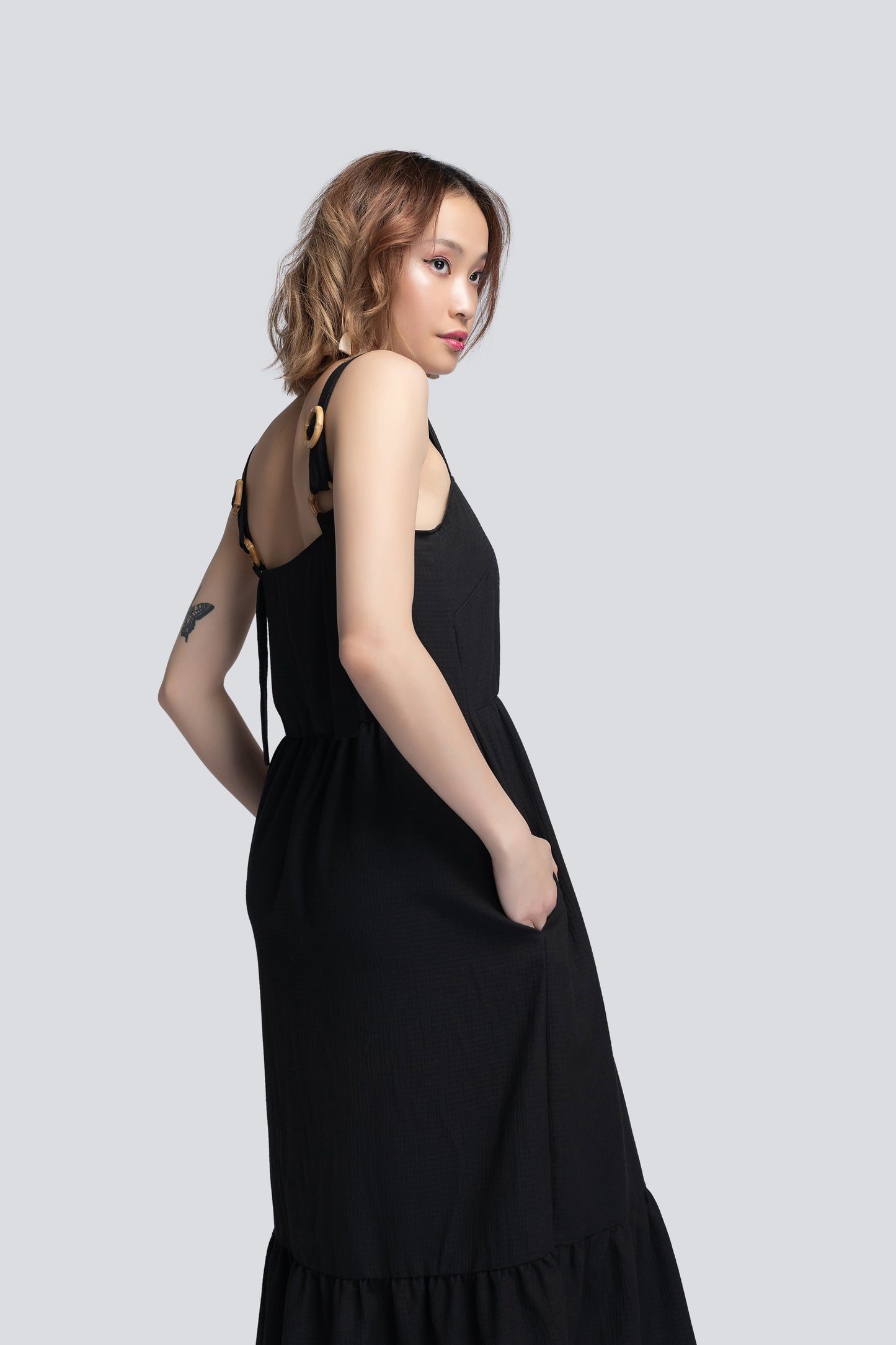 Gabriella Tiered Sundress in Black