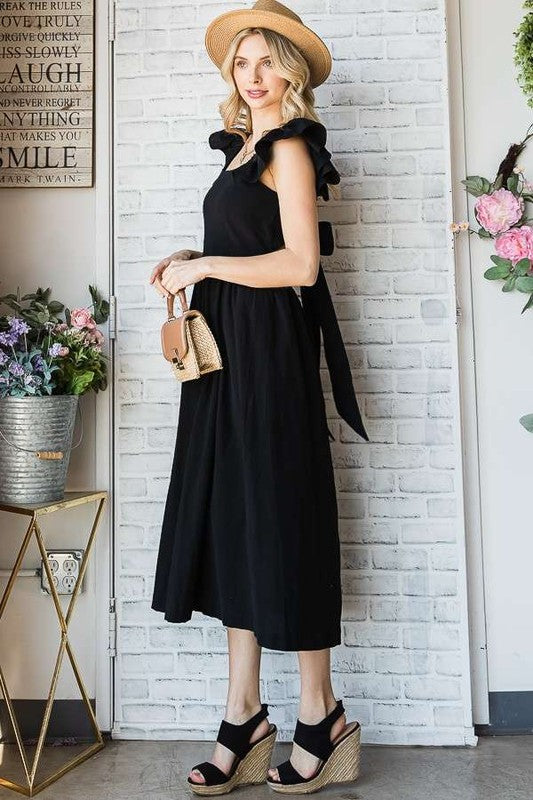 LINEN RUFFLE DRESS