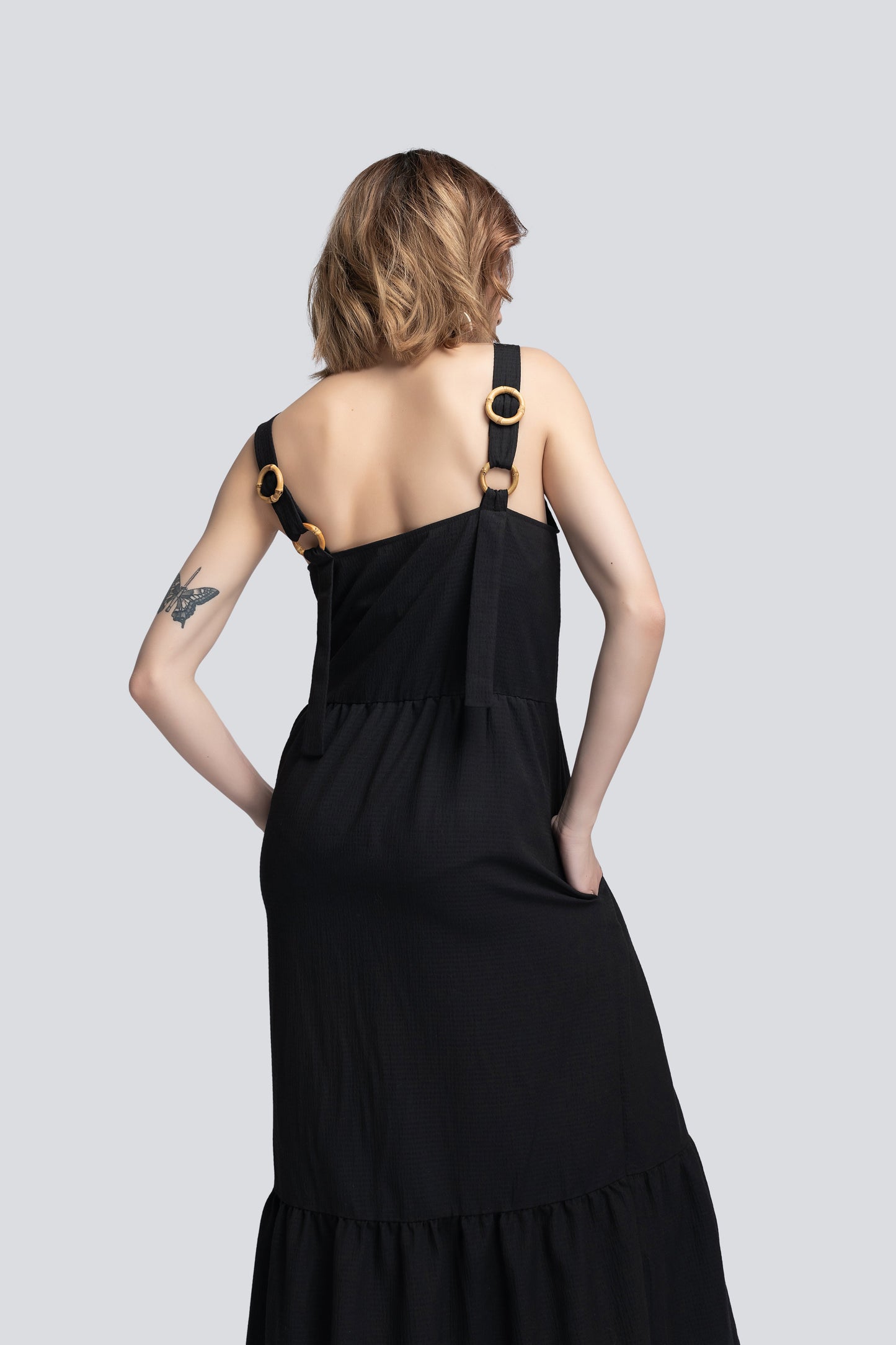 Gabriella Tiered Sundress in Black