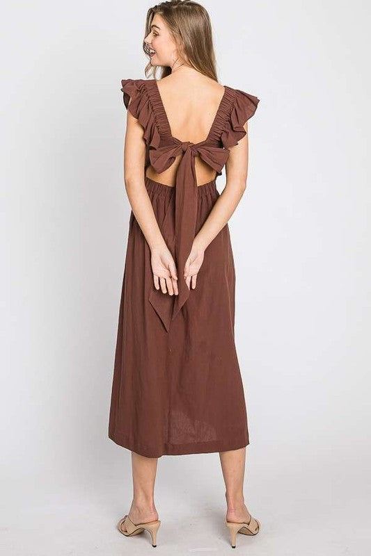 LINEN RUFFLE DRESS