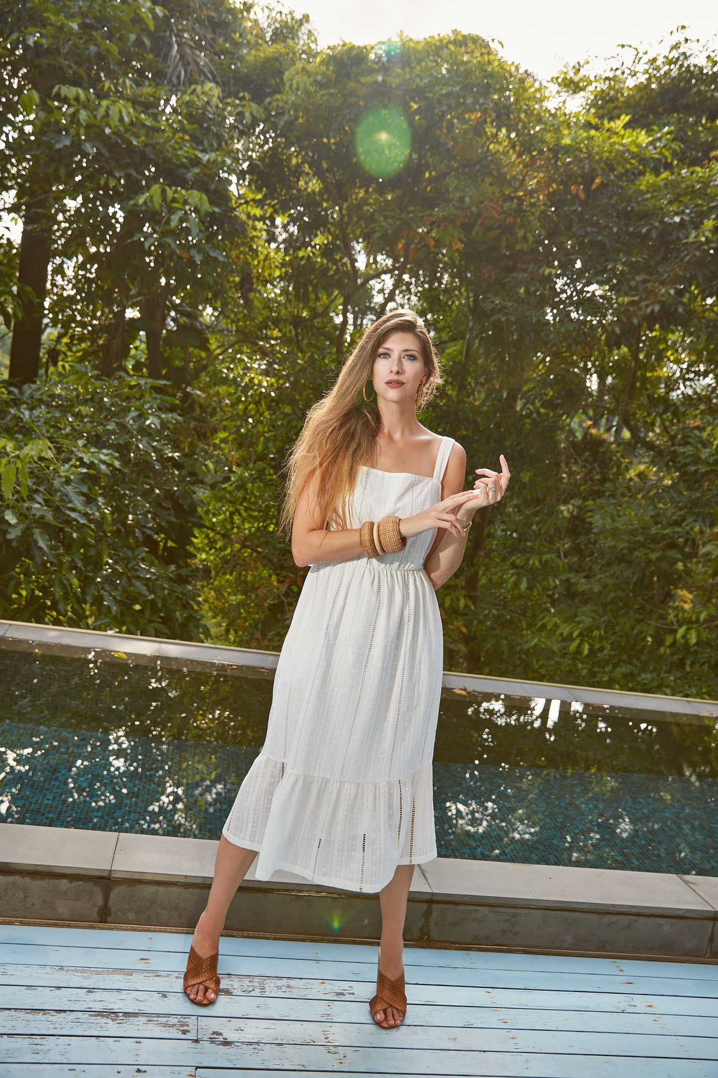 Gabriella Tiered Sundress in White