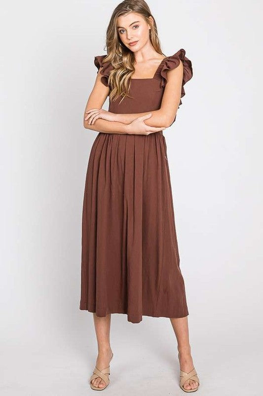 LINEN RUFFLE DRESS