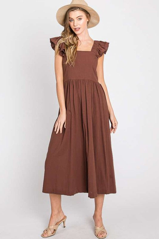 LINEN RUFFLE DRESS